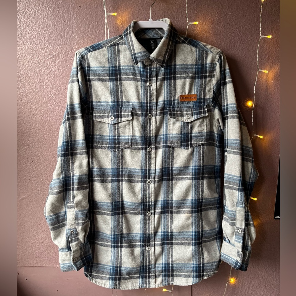 McMenamins Mens Size S Flannel Grey/Blue